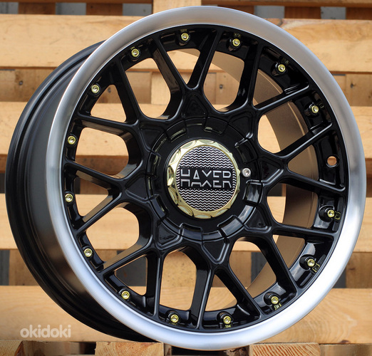 R15x7  8X100/114  ET  25  73.1  L1879  (HX025)  Black+Polished Lip (BLPL)  For HAXER  (P1)  ((AKC 60 Eur))