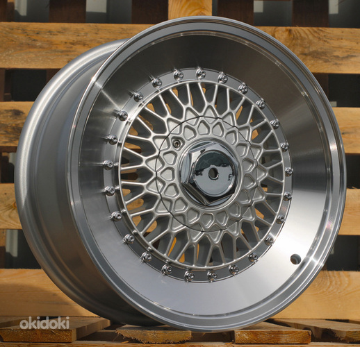 R16x7  8X100/108  ET  15  65.1  L1226  Silver+Polished Lip (SP)  For RACIN  (K4)  (STYLE BBS)