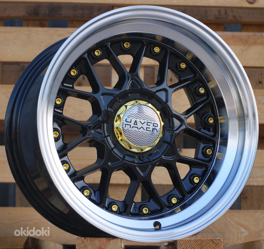 R15x7  8X100/114  ET  25  73.1  HX025  (LU1879)  Black Partial Polished (BP)  For HAXER  (P1)  ((AKC 55 Eur))
