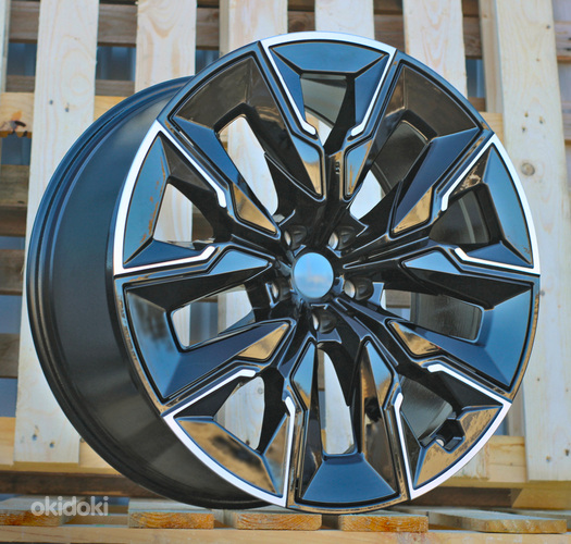 R21x9  5X112  ET  24  66.5  H3447F  Black Polished (MB)  For BMW  (K3)  (HYBRID FORGED Rear+Front)