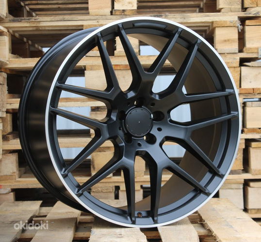 R21x10  5X112  ET  52  66.5  FE115  (HE762)  Black Half Matt+Polished Lip (BLHMPL)  For MER  (P1)  (Rear+Front)