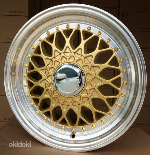 R14x6.5  4X100  ET  35  73.1  BY479  (BK5616)  Gold+Polished (YP)  For RACIN  (R)  (BBS Style)