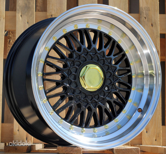 R17x7.5  8X100/114  ET  35  73.1  BY479  (LU247)  Black+Polished Lip (BLPL)  For RACIN  (K3)  (BBS Style)
