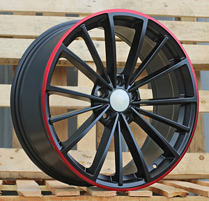 R18x7.5  5X112  ET  51  57.1  B5937  Black Half Matt+Red Lip (BLHMRL)  For VW  (P+Z7) (1 foto / 1)