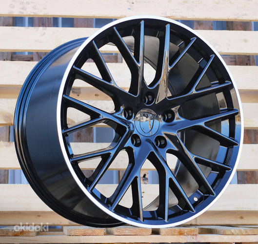 R21x11.5  5X130  ET  62  71.6  B5541  Black+Polished Lip (BLPL)  For PORCH  (K4+M)  (Black Shining+PL Rear+Front)