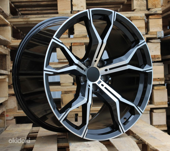 R22x9.5  5X112  ET  37  66.6  B5498  (BYD1538)  Black Polished+Powder Coating (MBPC)  For BMW  (K7)  (Rear+Front)