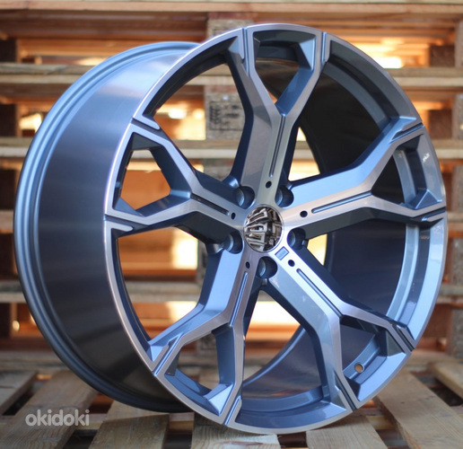 R21x10.5  5X112  ET  43  66.6  B5498  Grey Polished+Powder Coating (MGPC)  For BMW  (K4+P)  (Rear+Front)