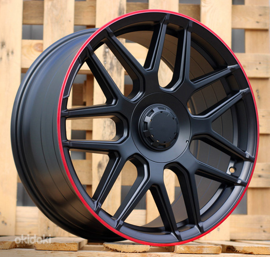 R19x9.5  5X112  ET  42  66.6  B5318  (L9542R)  Black Half Matt+Red Lip (BLHMRL)  For MER  (K3)  (Rear+Front (M2-R/U4B))