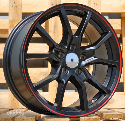R16x7  5X112  ET  36  66.6  B5253  Black Half Matt+Red Lip (BLHMRL)  For RACIN  (R+Z7)