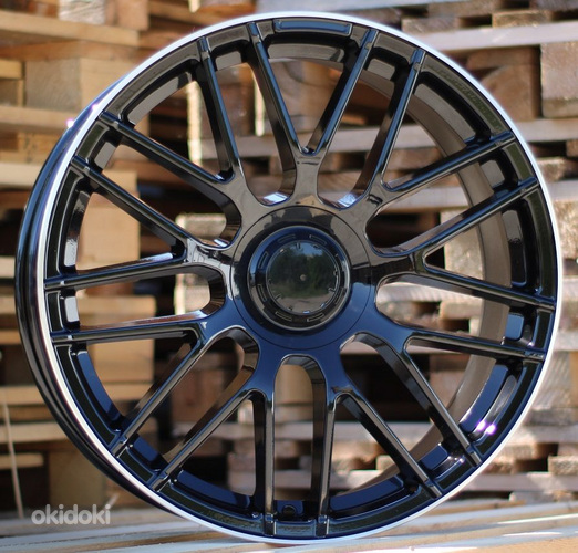 R20x9  5X112  ET  48  66.6  B1268  Black+Polished Lip (BLPL)  For MER  (P1)  (Rear+Front)