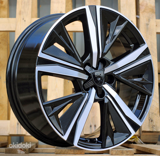 R18x7.5  5X108  ET  44  65.1  Y1187  Black Polished (MB)  For PEUG  (K4)  (NEW Design Carved Spokes)