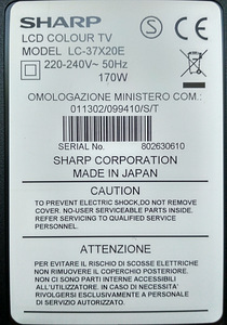 Sharp model LC-37X20E (4 foto / 4)