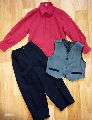 Poiste ülikond 3a. 98 püksid, vest, triiksärk (foto #2)