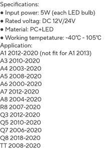 Audi ukse projektorid A3, A4, A6, A7, A8, Q3, Q5, Q7 jne (4 foto / 4)