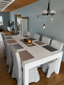 Massiivne täispuidust valge söögilaud 250x120cm (1 foto / 3)