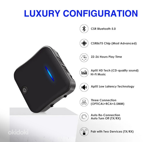 AptX™ HD Bluetooth Transmitter Receiver 5.0 Wireless (foto #3)