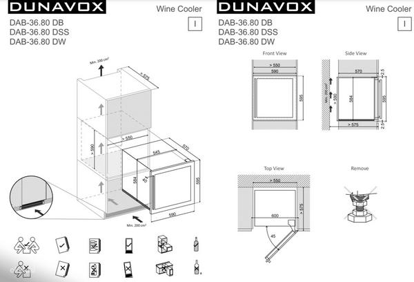 Встраиваемый двухзонный винный холодильник dunavox DAB36.80DSS (фото #3)