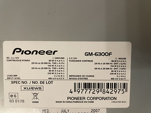 UUS! 4 kanali autovõimendi Pioneer GM-6300F 600W (4 foto / 5)