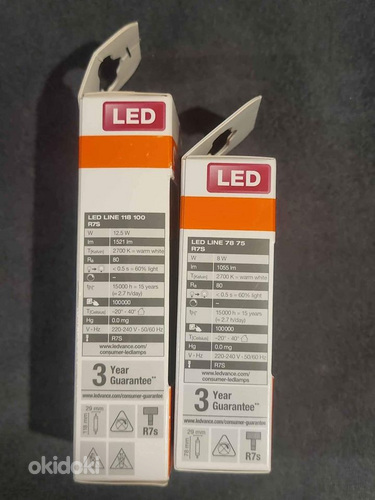 Новые Лампочки Osram LED, тёплый белый, R7s, 8 Вт и 12,5 Вт (фото #4)