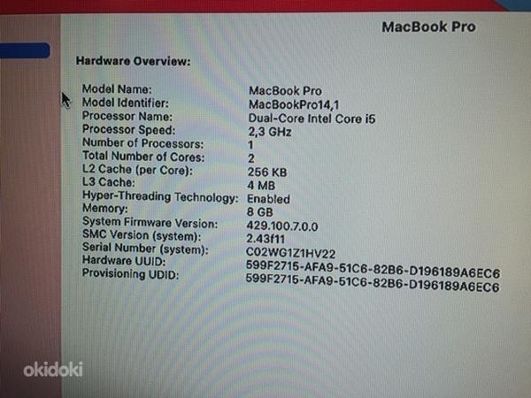 MacBook Pro 13'' mid 2017 8GB 128GB A1708 /katkine ekraan (foto #2)