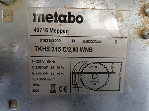 Müüa kasutatud Ehitussaepink TKHS 315 C / 2,0 kW / 230V, Met (3 foto / 3)