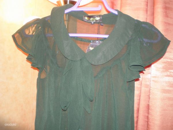 Roheline pidulik läbipaistev pluus top sS, uus siltidega (foto #1)