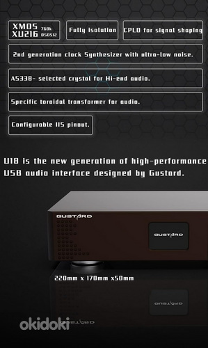 Gustard U18 DDC USB Цифровой интерфейс DSD512 PCM768Khz XU21 (фото #4)