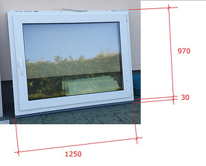 PVC aken - 70x1000x1250, topeltklaasid (kolmekihiline) (1 foto / 5)