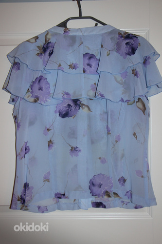 Женский костюм блузка-юбка нежного голубого цвета размер 14 (фото #4)