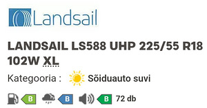 225/55 ZR18 102W XL LANDSAIL LS588 (4 foto / 4)