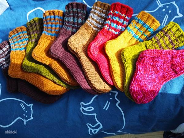 Тёплые вязаные носки, ручная работа. (фото #4)