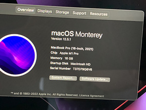 MacBook Pro 16" 2021 M1 PRO 10/16 16GB 512GB SSD - Nagu uus! (9 foto / 10)