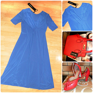 Elegantne Itaalia sinine pidulik veniv kleit, 40-42 -L, uus (2 foto / 3)