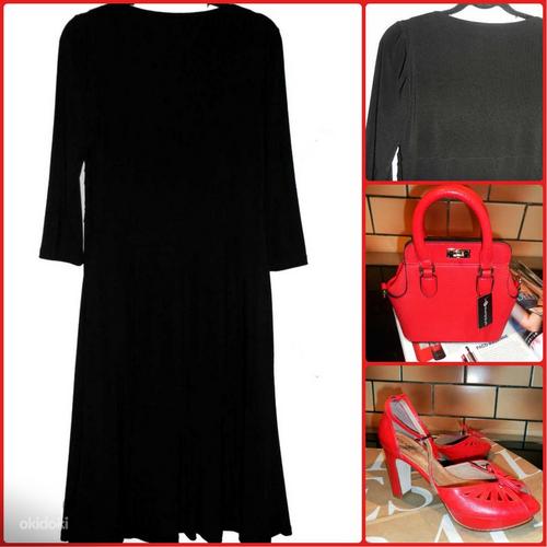 Элегантное черное платье-стрейч с драпировкой, 40-42-UK14 (фото #3)