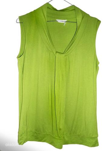 Стильная зеленая блузка-стрейч с драпировкой, L-XL-UK 14 (фото #1)