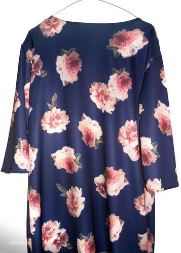 Темно-лиловое платье-стрейч с цветочным узором, 50-52-XL-2X (фото #3)