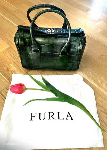 Furla зеленая сумочка натуральная кожа замша (фото #1)