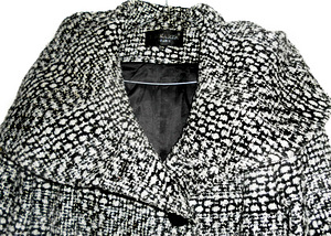 Efektne valge-hall-must mantel kapuutsiga, XL-2XL-Ru54 (2 foto / 9)