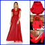 Ярко-красное шифоновое длинное вечернее платье, 40- 42-UK14 (фото #2)