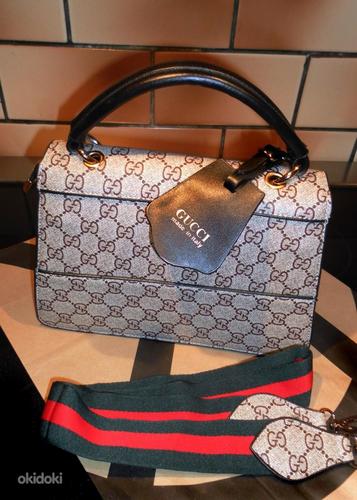 Gucci черно-бежевая сумочка с пчелой в руку-на плечо (фото #6)