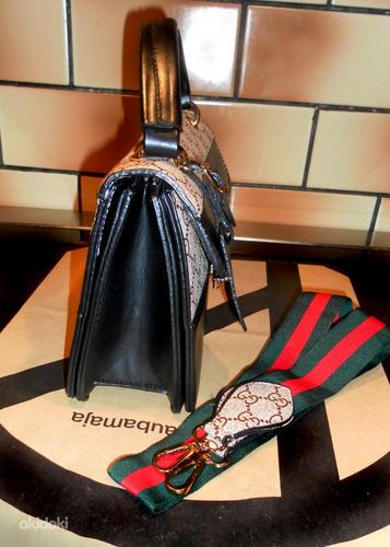 Gucci черно-бежевая сумочка с пчелой в руку-на плечо (фото #7)