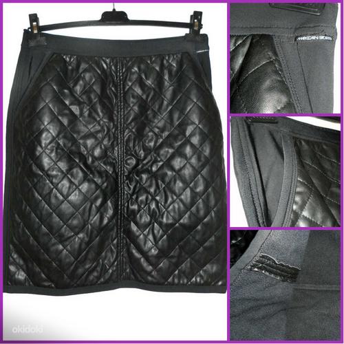MarcCain стильная черная стеганая юбка-стрейч, L-XL (фото #1)