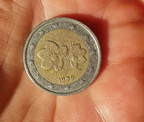 Финская 2 eur 1999 монета , редкая, монета с ошибкой