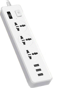 Pikendusjuhe 3 pesa + 3 USB, EU lülitiga, Power Socket 2M (1 foto / 1)