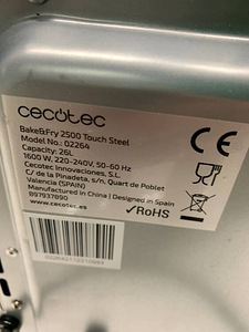 Фритюрница cecotec Bake&Fry Touch, гриль, 26 л, мини-духовка (3 фото из 8)