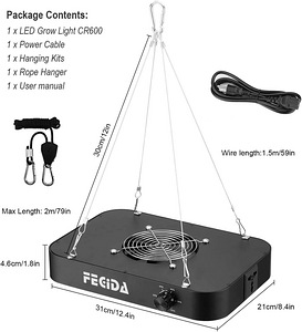LED kasvuvalgusti FECiDA GL-CR600, 6000 lm, 65 W, 4 tk. (3 foto / 10)