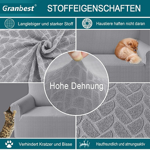 LOT! UUS Diivanikate Granbest, 3-kohaline, helehall (7 foto / 7)