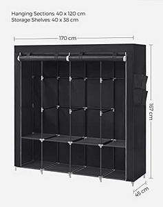 LOT! UUS Tekstiilist riidekapp Songmics RYG094B02, must (5 foto / 8)