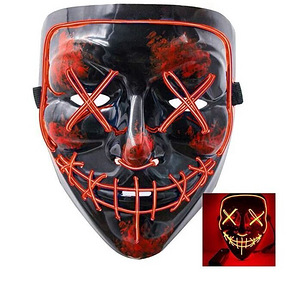 Halloween Purge mask LED 4 valgusrežiimiga, punased triibud (4 foto / 5)