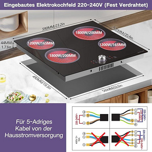 UUS NOXTON NTC-D46082 Klaaskeraamiline pliit 6000 w, 60 cm (3 foto / 8)